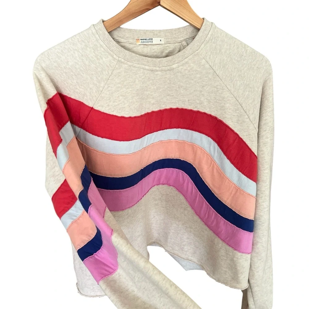 Marine Layer Archive Cozy Surfcore Beachgirl Crop Oh Hey Pullover Size:S - Picture 4 of 10
